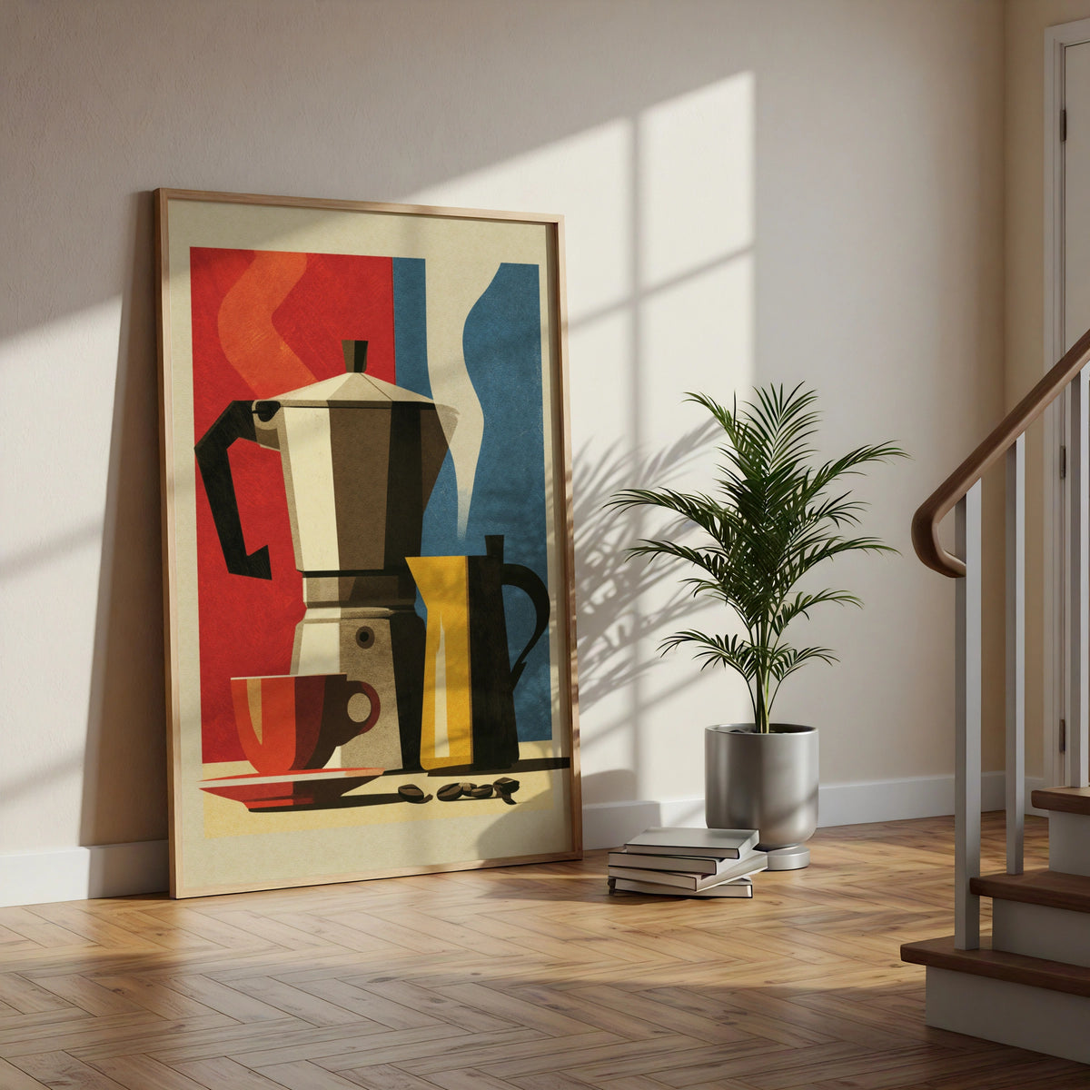 Moka Pot Coffee Poster, Retro Kitchen Wall Art, Mid Century Print, Espresso Decor