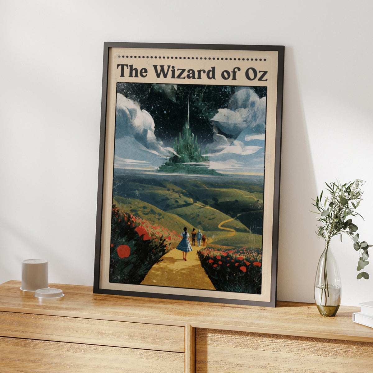 Wizard of Oz Poster, Yellow Brick Road Art Print, Emerald City, Dorothy Film Wall Art