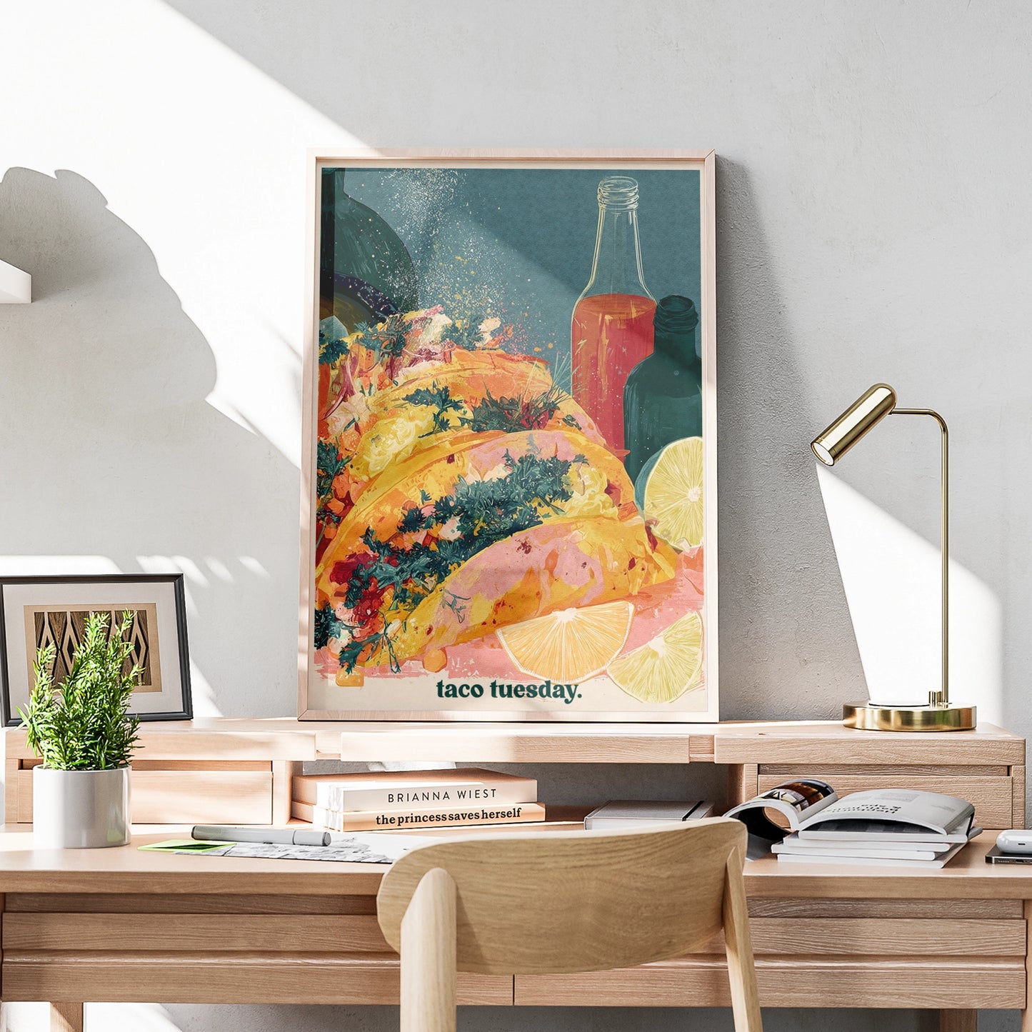 Taco Tuesday Food Poster, Mexican Kitchen Wall Art, Colourful Retro Food Print, Dining Room Decor