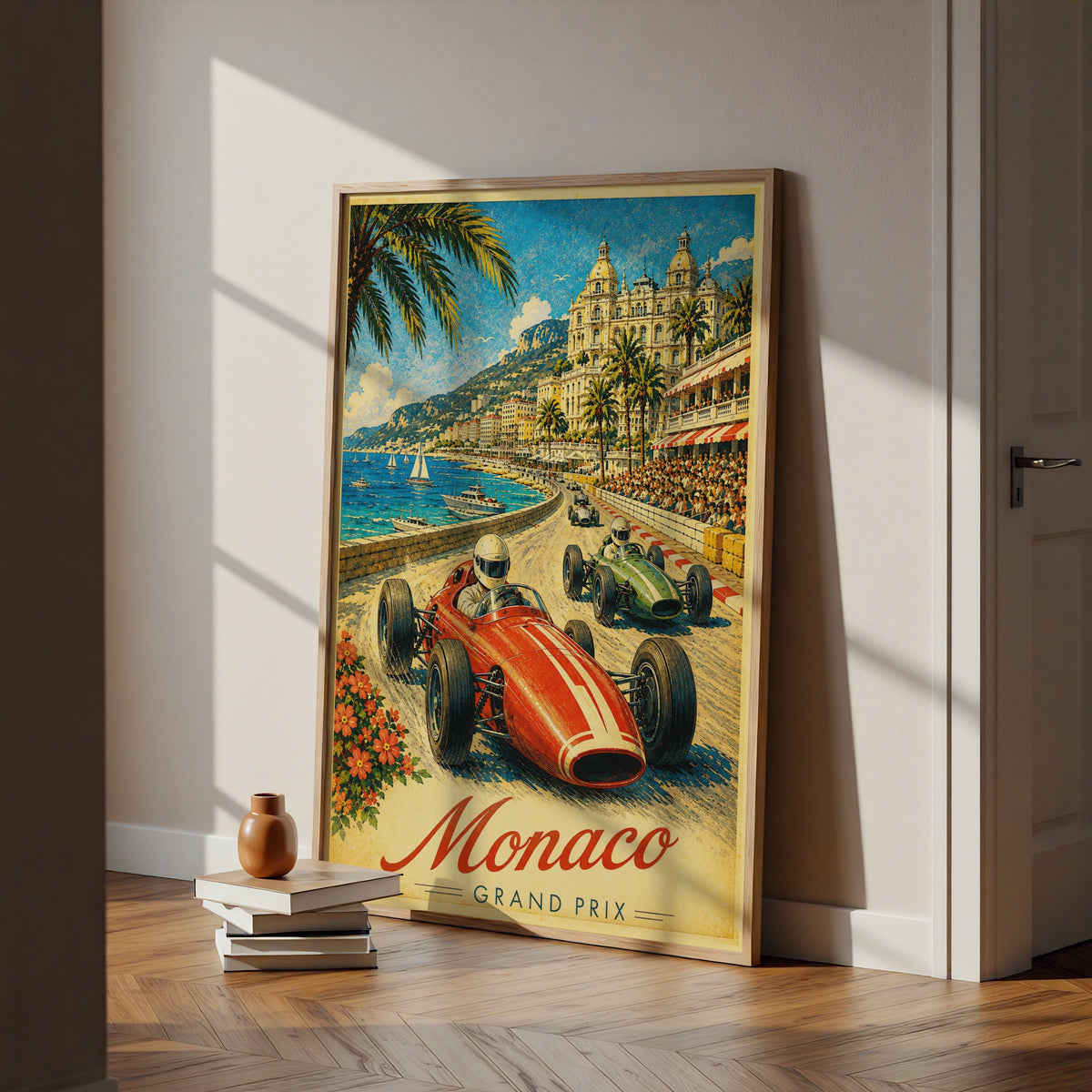 Monaco Grand Prix Vintage F1 Racing Poster, Retro Formula One Wall Art Print