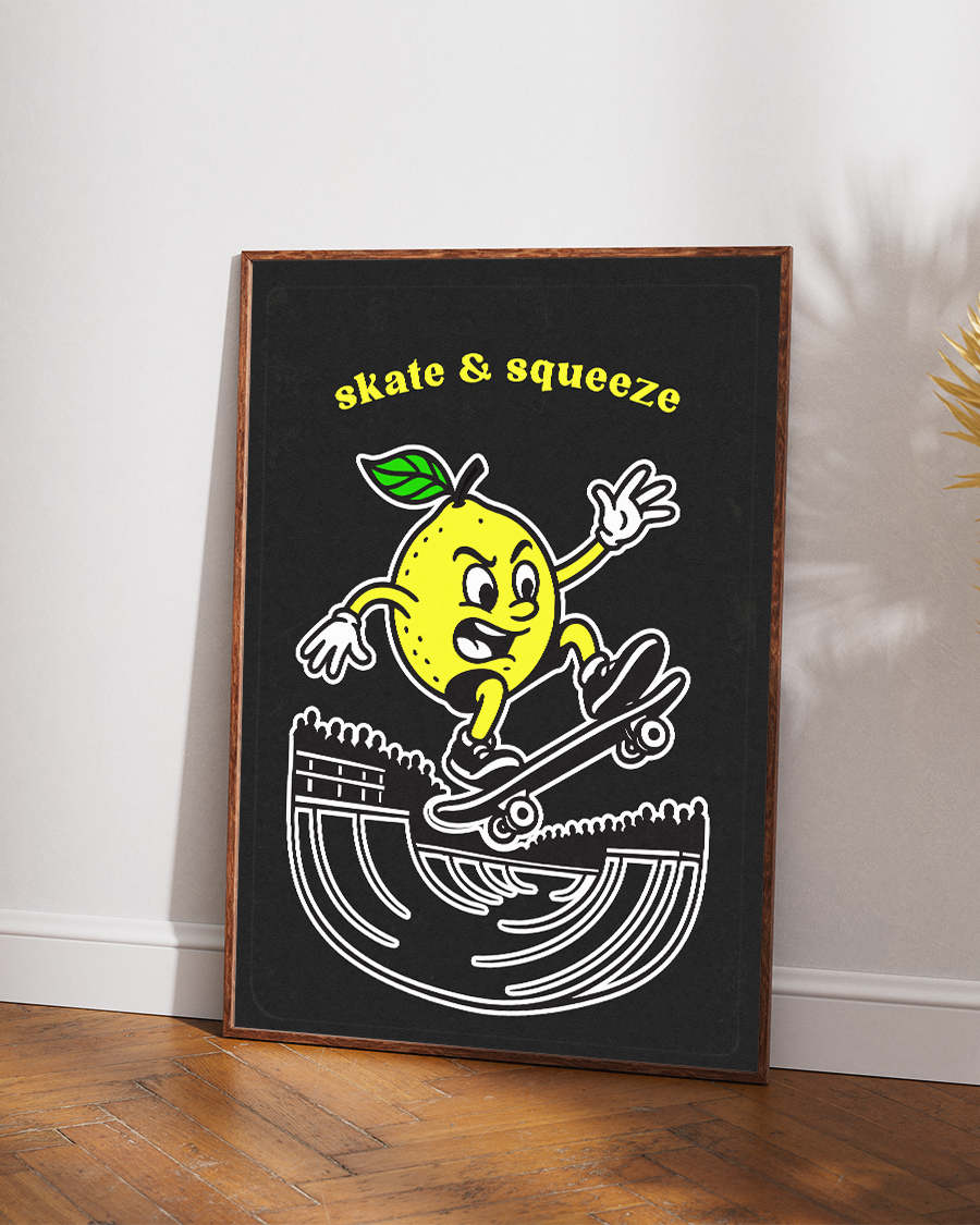 Skate & Squeeze Lemon Poster