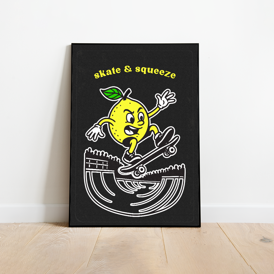 Skate & Squeeze Lemon Poster