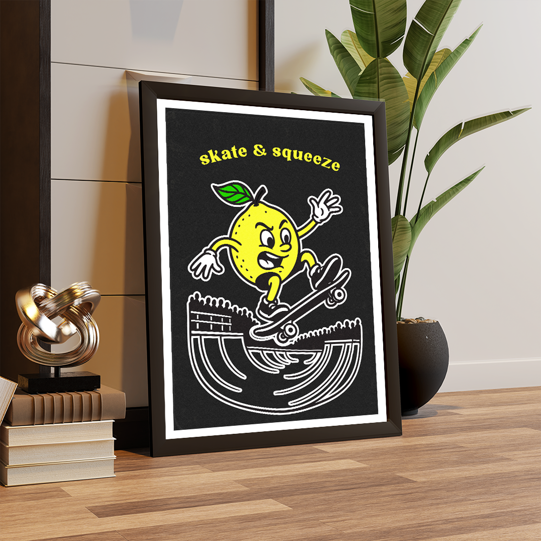 Skate & Squeeze Lemon Poster